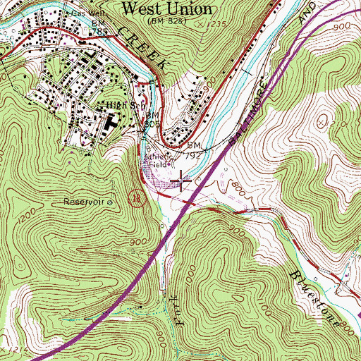 Topographic Map of Bluestone Creek, WV