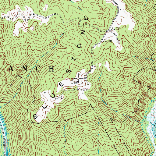 Topographic Map of Bluestone Mountain, WV