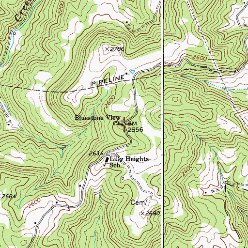 Topographic Map of Bluestone View Church, WV