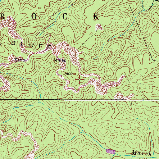Topographic Map of Bluff Ridge, WV