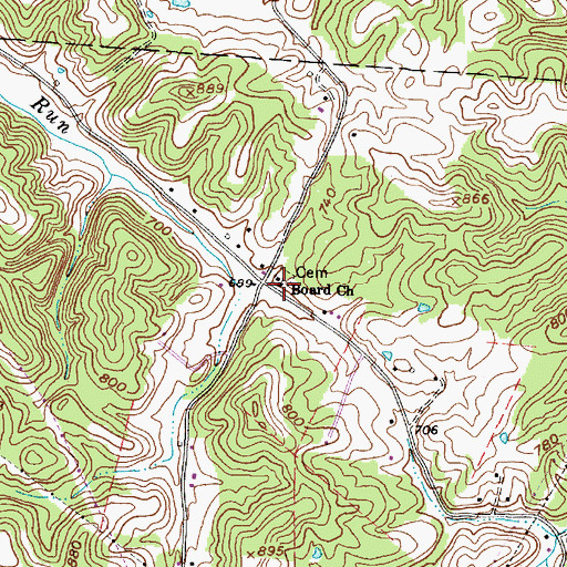 Topographic Map of Board Church, WV