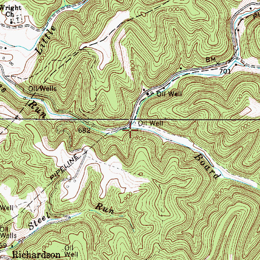 Topographic Map of Board Fork, WV