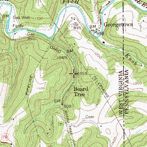Topographic Map of Board Tree, WV