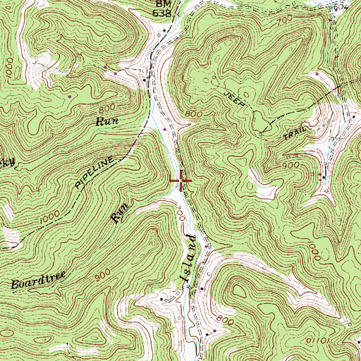 Topographic Map of Boardtree Run, WV
