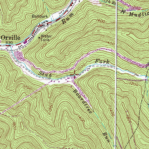 Topographic Map of Boardtree Run, WV