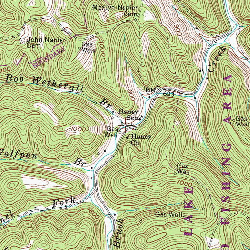 Topographic Map of Bob Wetherall Branch, WV