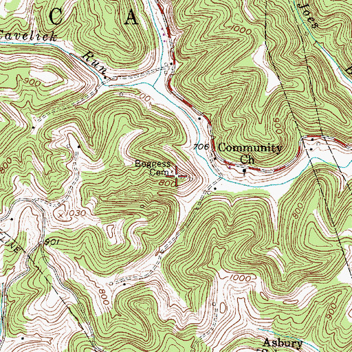 Topographic Map of Boggess Cemetery, WV