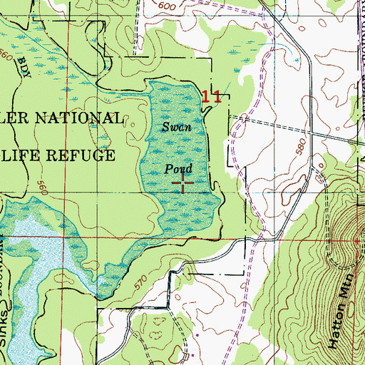 Topographic Map of Swan Pond, AL