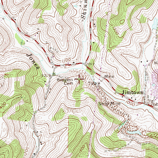 Topographic Map of Boggess Cemetery, WV