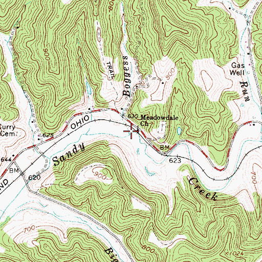 Topographic Map of Boggess Run, WV