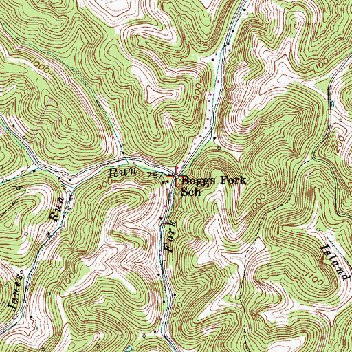 Topographic Map of Boggs Fork, WV