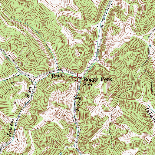 Topographic Map of Boggs Fork School (historical), WV