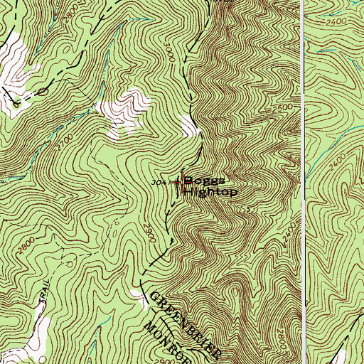 Topographic Map of Boggs Hightop, WV