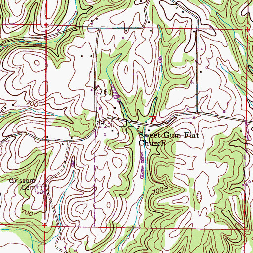 Topographic Map of Sweet Gum Flat Primitive Baptist Church, AL