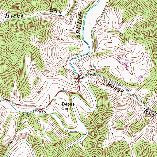 Topographic Map of Boggs Run, WV