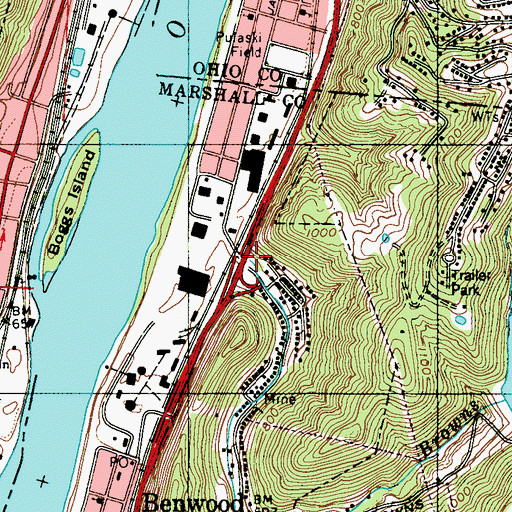 Topographic Map of Boggs Run, WV