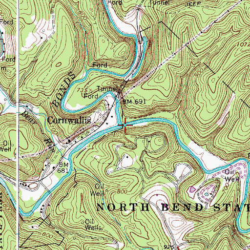 Topographic Map of Bonds Creek, WV