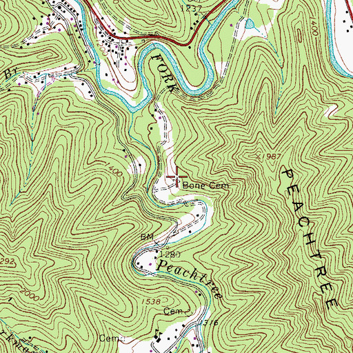 Topographic Map of Bone Cemetery, WV