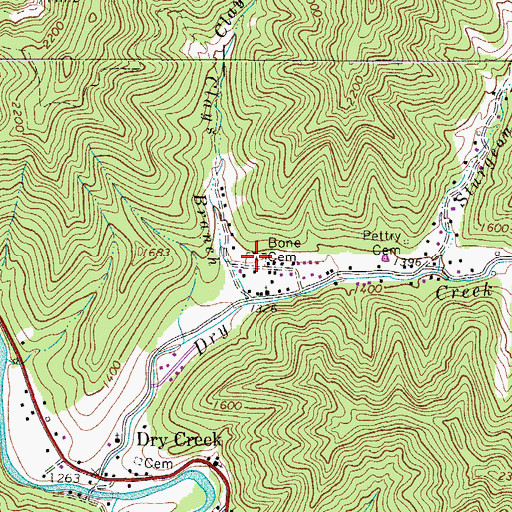 Topographic Map of Bone Cemetery, WV