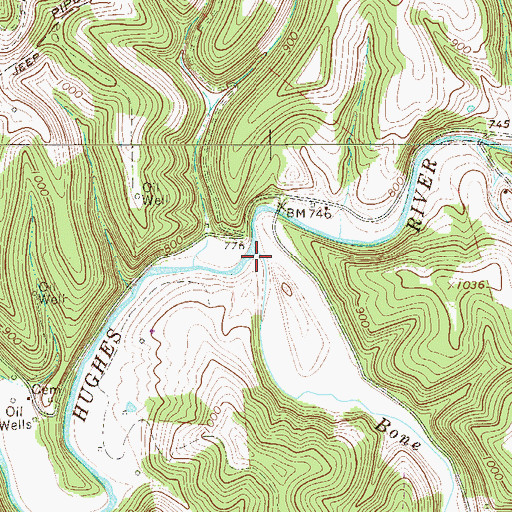 Topographic Map of Bone Creek, WV