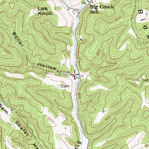 Topographic Map of Boner Hollow, WV