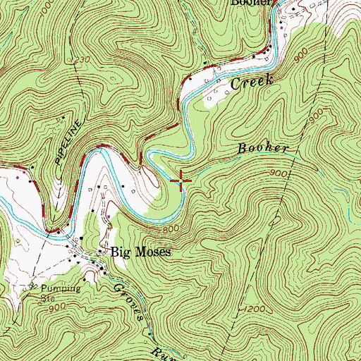 Topographic Map of Booher Run, WV