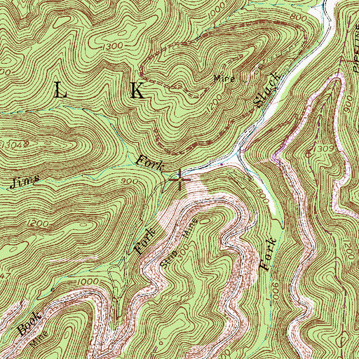 Topographic Map of Book Fork, WV
