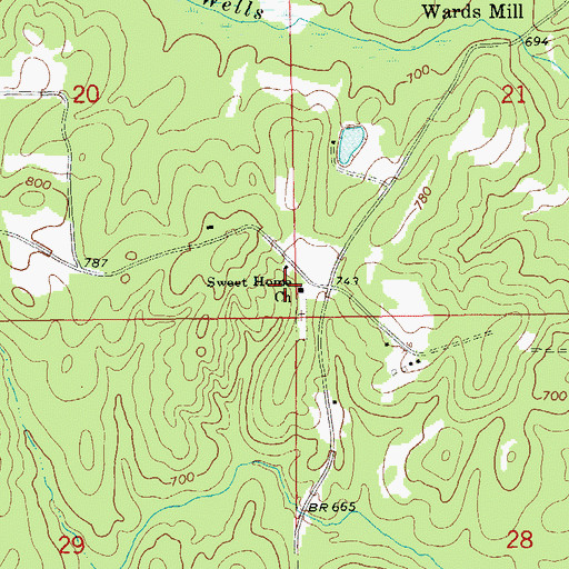 Topographic Map of Sweet Home Methodist Church, AL