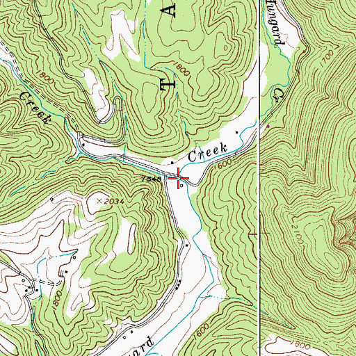 Topographic Map of Boone Creek, WV