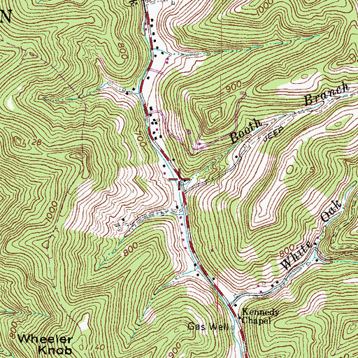Topographic Map of Booth Branch, WV