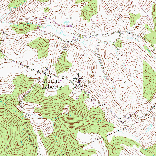 Topographic Map of Booth Cemetery, WV