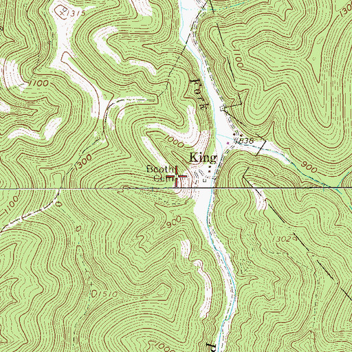 Topographic Map of Booth Cemetery, WV