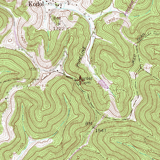 Topographic Map of Borden Cemetery, WV