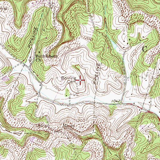 Topographic Map of Borring Cemetery, WV