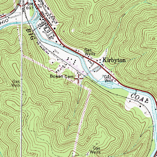 Topographic Map of Bowen Cemetery, WV