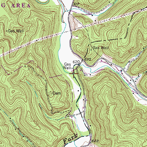 Topographic Map of Bowen Creek, WV