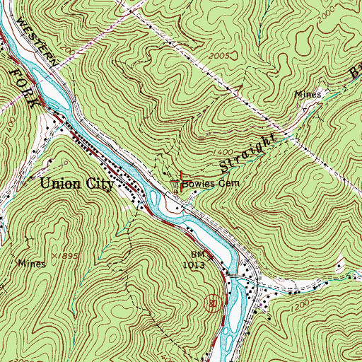 Topographic Map of Bowles Cemetery, WV