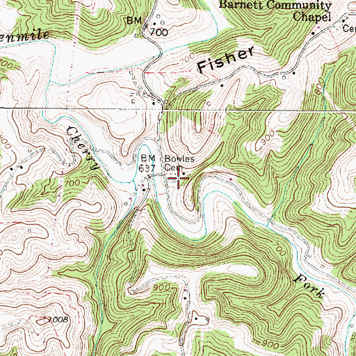 Topographic Map of Bowles Cemetery, WV
