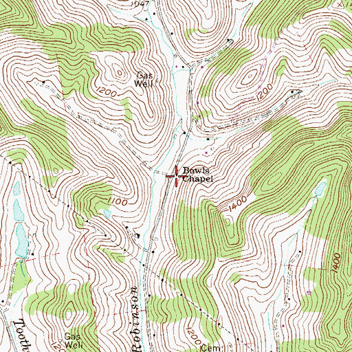 Topographic Map of Bowls Chapel, WV
