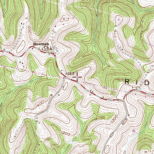 Topographic Map of Bowman Ridge, WV