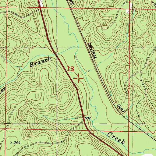 Topographic Map of Sweetwater Branch, AL