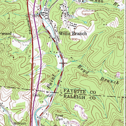 Topographic Map of Boyd Branch, WV