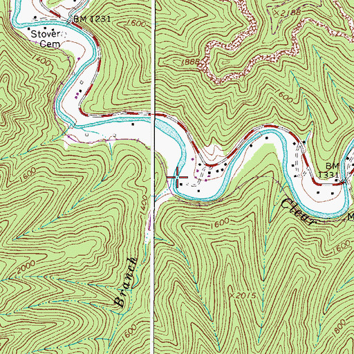 Topographic Map of Boyd Branch, WV