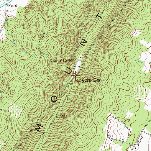 Topographic Map of Boyds Gap, WV