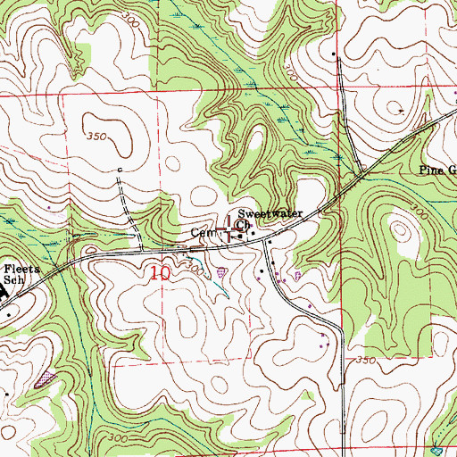 Topographic Map of Sweetwater Baptist Church, AL