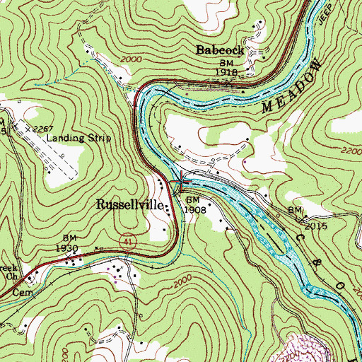 Topographic Map of Brackens Creek, WV
