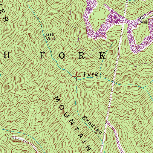 Topographic Map of Bradley Fork, WV