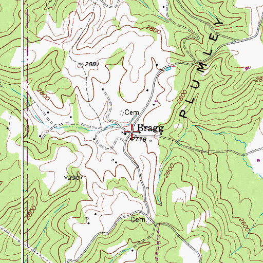 Topographic Map of Bragg, WV