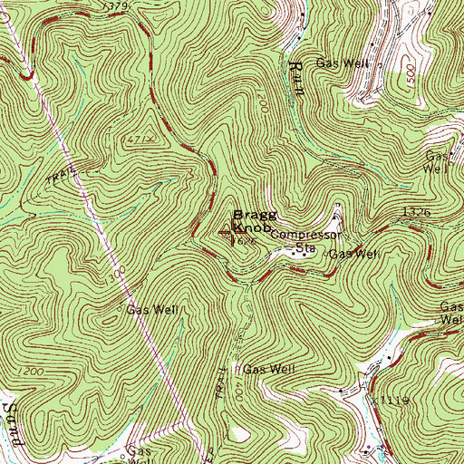 Topographic Map of Bragg Knob, WV