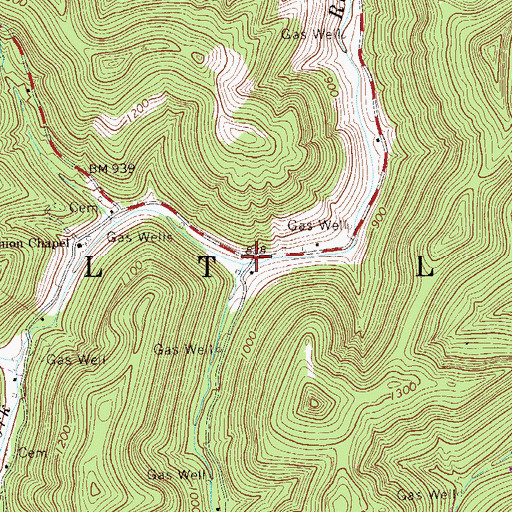 Topographic Map of Bragg Run, WV